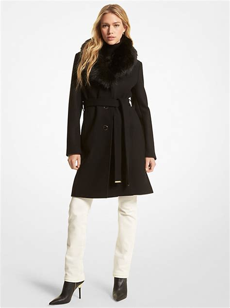 michael kors sweater with faux fur collar|Faux Fur Collar Wool Blend Coat .